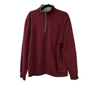 NAUTICA Burgundy 1/4 Zip Pullover Sweater K8331S Men's Size Large